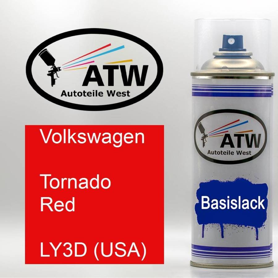 Volkswagen, Tornado Red, LY3D (USA): 400ml Sprühdose, von ATW Autoteile West.